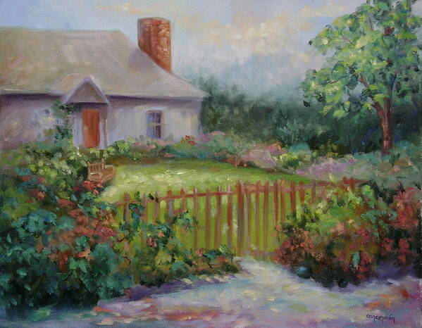 Cottswold Art Print featuring the painting Cottswold Cottage by Ginger Concepcion