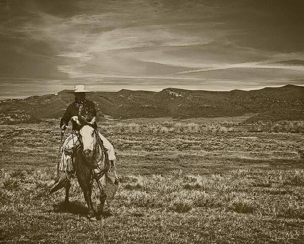 Sepia Art Print featuring the photograph Cowboy Ride by Amanda Smith