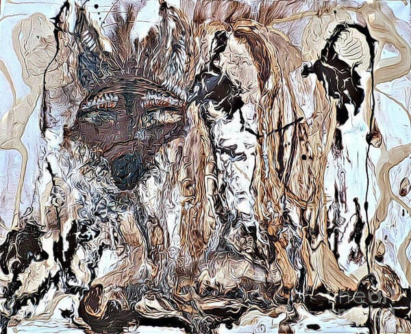 Coyote Art Print featuring the painting Coyote the Trickster by 'REA' Gallery