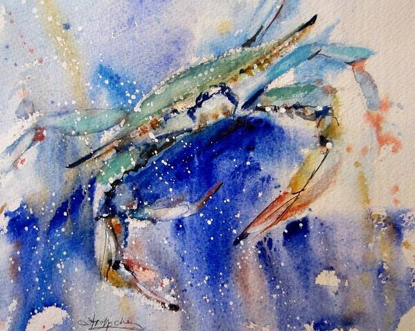 Marine Life Art Print featuring the painting Crabby by Sandra Strohschein