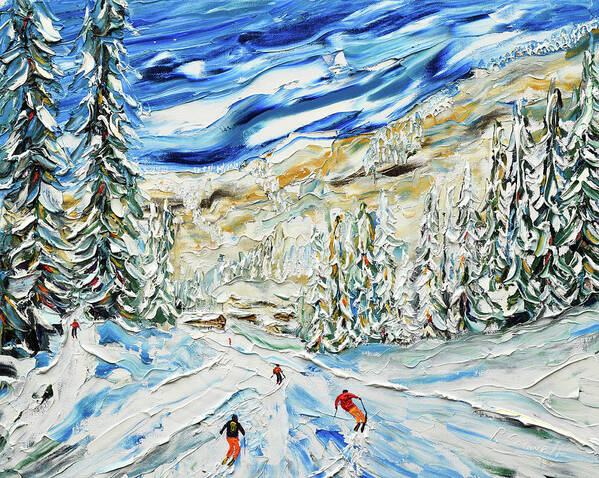Morzine Art Print featuring the painting Crot Piste Avoriaz by Pete Caswell