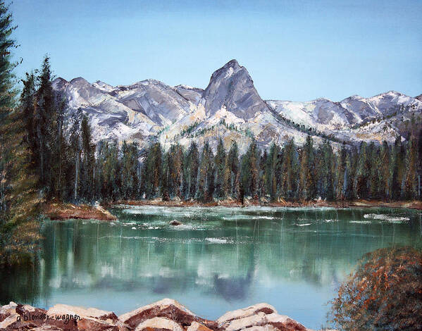 Mountain Art Print featuring the painting Crystal Crag from Twin Lakes Mammoth CA by Arline Wagner