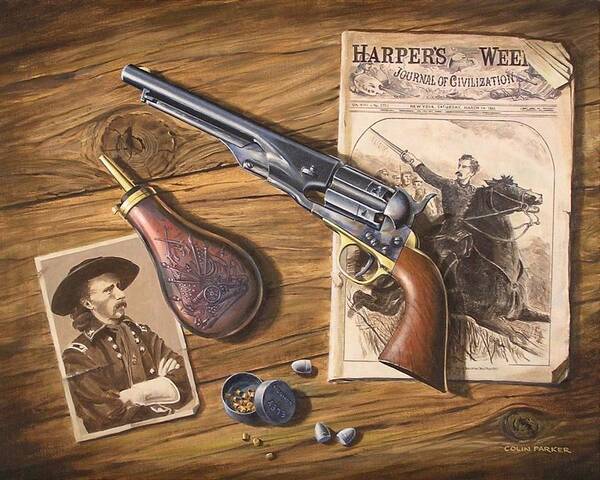 Gun Art Art Print featuring the painting 'Custer's Colt' by Colin Parker