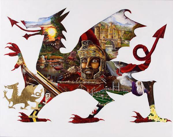 Wales. Art Print featuring the painting Cymra Dragon by John Palliser