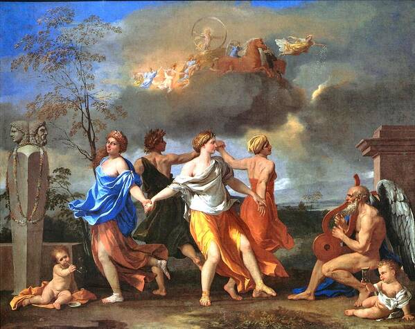 Nicolas Poussin Art Print featuring the painting Dance to the Music of Time by Nicolas Poussin