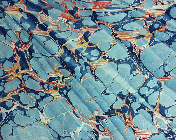 Water Marbling Art Print featuring the painting Dark Blue Spanish Wave by Daniela Easter