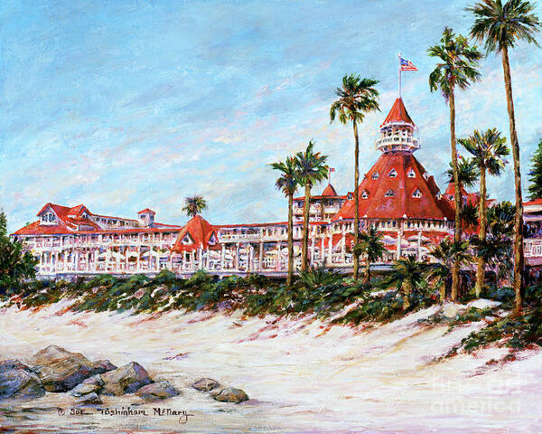 Hotel Del Coronado Beach Walkway Art Print featuring the painting Beach Walkway by Glenn McNary