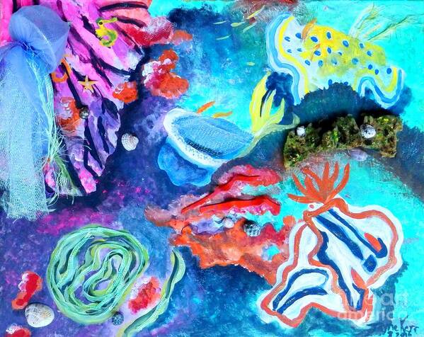 Nudibranch Art Print featuring the painting Deep Sea Nudibranch by Jayne Kerr