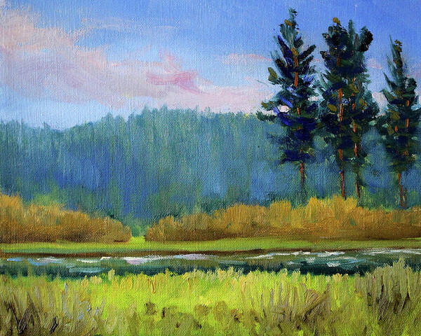Oregon Landscape Painting Art Print featuring the painting Deschutes River Edge by Nancy Merkle