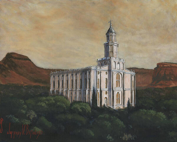 Lds Art Print featuring the painting Desert Oasis by Jeff Brimley