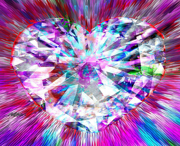 Diamond Art Print featuring the digital art Diamond Heart by Seth Weaver