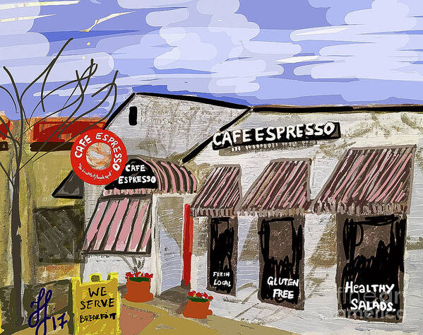  Art Print featuring the painting Digital Cafe by Francois Lamothe