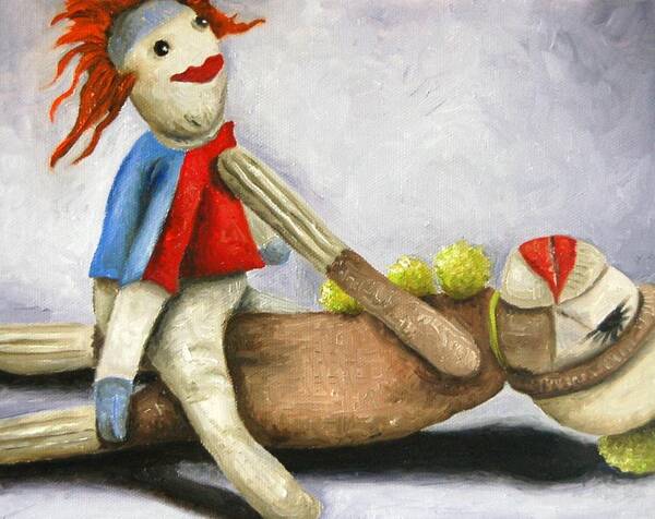 Sock Monkey Art Print featuring the painting Dirty Socks 2 Still Dirty by Leah Saulnier The Painting Maniac
