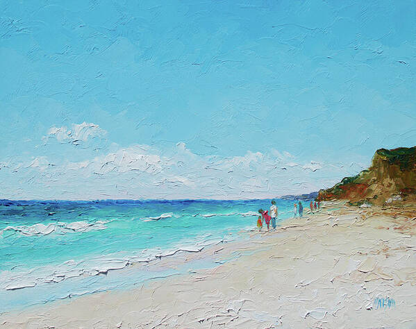 Beach Art Print featuring the painting Ditch Plains Beach Montauk Hamptons NY by Jan Matson
