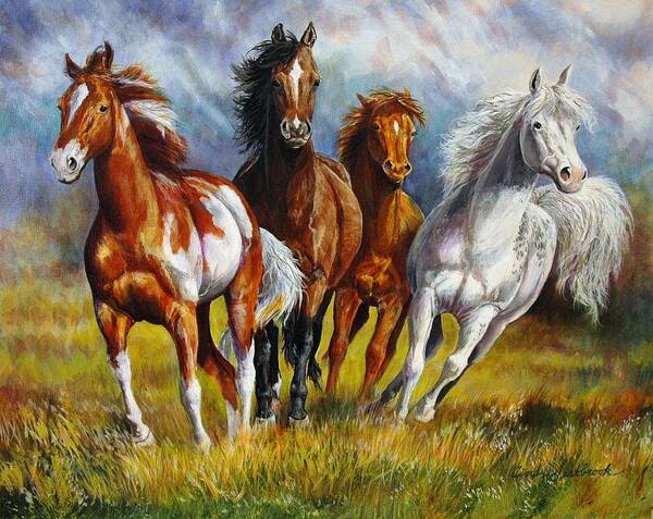 Horse Art Print featuring the painting Divergence by Cynthia Westbrook