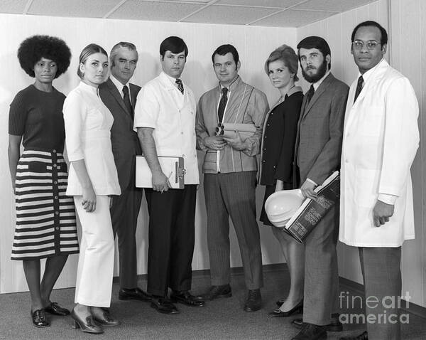 1970s Art Print featuring the photograph Diverse Group Of Professionals, C.1970s by H. Armstrong Roberts/ClassicStock