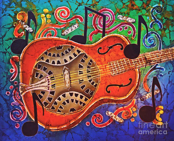 Dobro Art Print featuring the tapestry - textile Dobro - Slide Guitar by Sue Duda