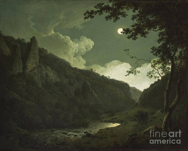 Nocturne Art Print featuring the painting Dovedale by Moonlight by Joseph Wright of Derby