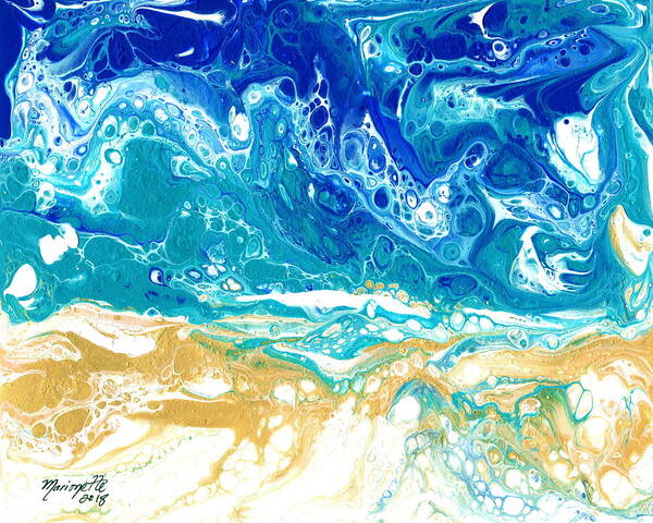 Acrylic Pouring Art Print featuring the painting Ebb and Flow by Marionette Taboniar