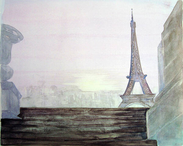 Eiffel Art Print featuring the painting Eiffel Tower by Karen Coggeshall