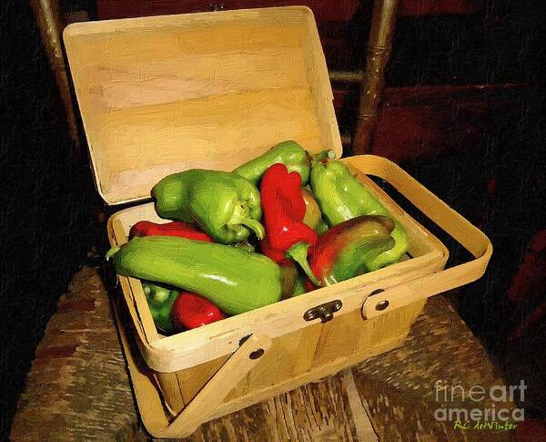 Peppers Art Print featuring the painting Emmy's Peppers by RC DeWinter