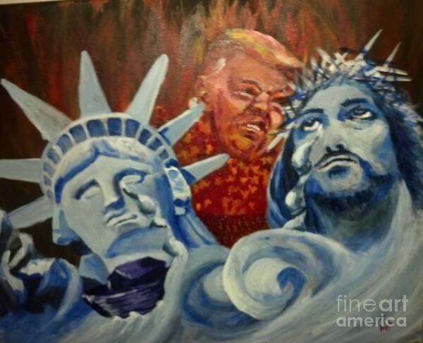 Politics Art Print featuring the painting Escape on Tears of Love and Liberty by Saundra Johnson