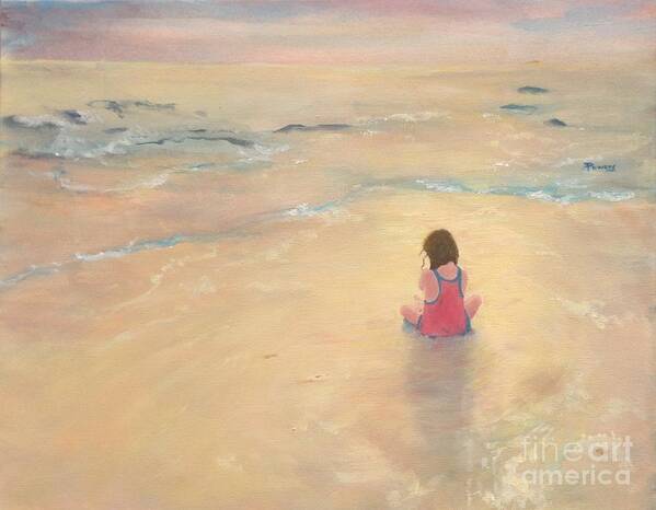 Sunset At The Beach Art Print featuring the painting Eventide by Mary Lynne Powers