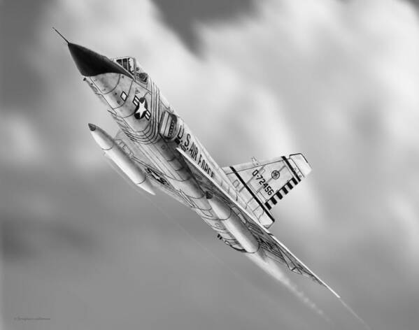 Military Art Print featuring the drawing F-106A Delta Dart by Douglas Castleman