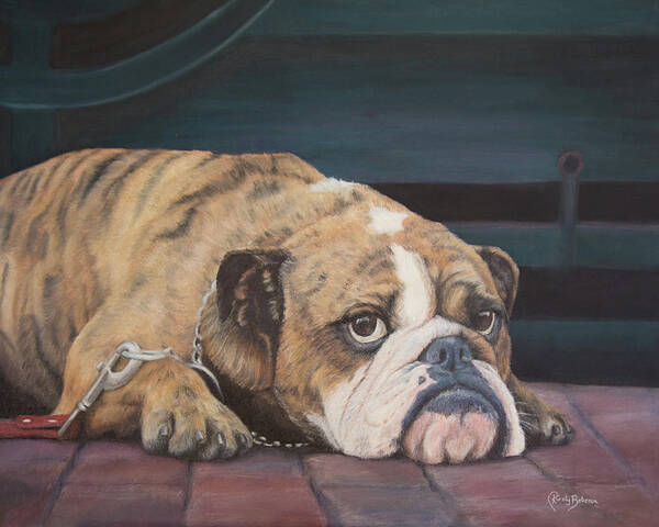 Bulldog Art Print featuring the painting Faithful Longing by Kirsty Rebecca
