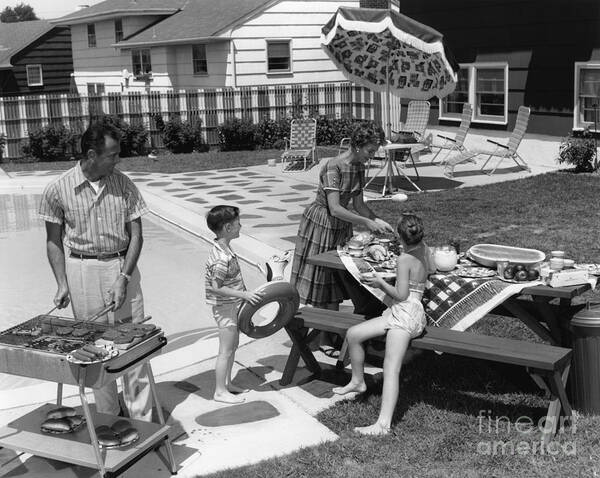 1960s Art Print featuring the photograph Family Cookout, C.1960s by H. Armstrong Roberts/ClassicStock