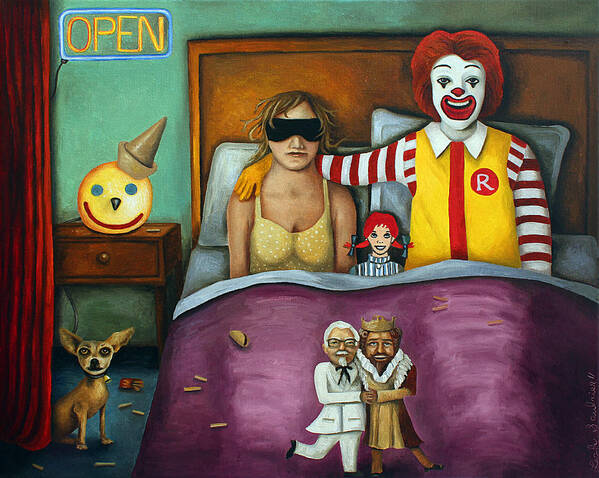 Mcdonald's Art Print featuring the painting Fast Food Nightmare 2 different tones by Leah Saulnier The Painting Maniac