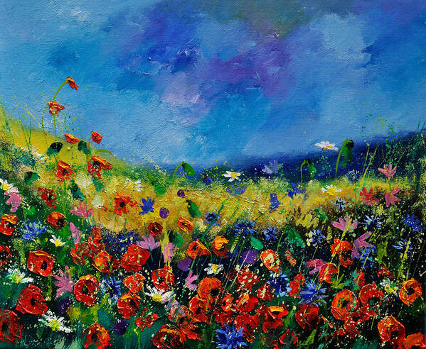 Landscape Art Print featuring the painting Field Flowers 561190 by Pol Ledent