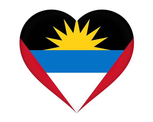Antigua Art Print featuring the digital art Flag of Antigua and Barbuda Heart by Roy Pedersen