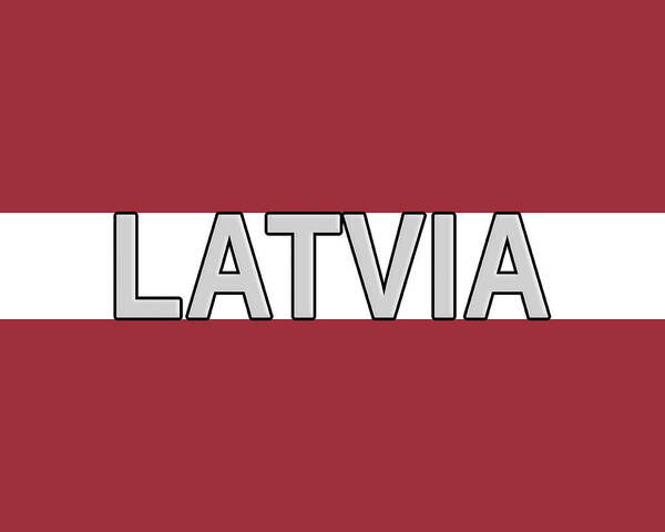 Europe Art Print featuring the digital art Flag of Latvia Word by Roy Pedersen