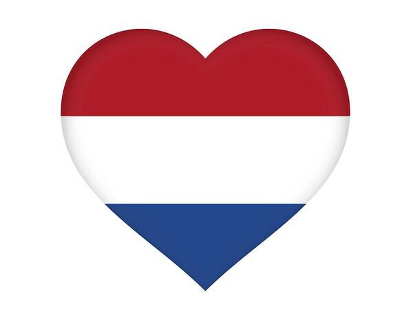 Netherlands Art Print featuring the digital art Flag of The Netherlands Heart by Roy Pedersen