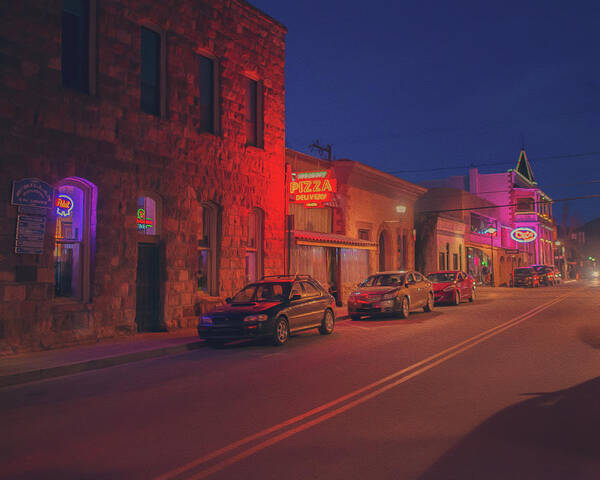 Flagstaff Art Print featuring the photograph Flagstaff in Neon by Ray Devlin