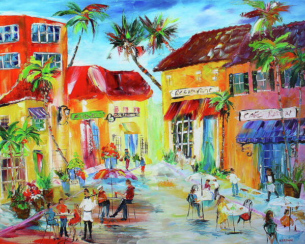 City Paintings Art Print featuring the painting Florida Cafe by Kevin Brown