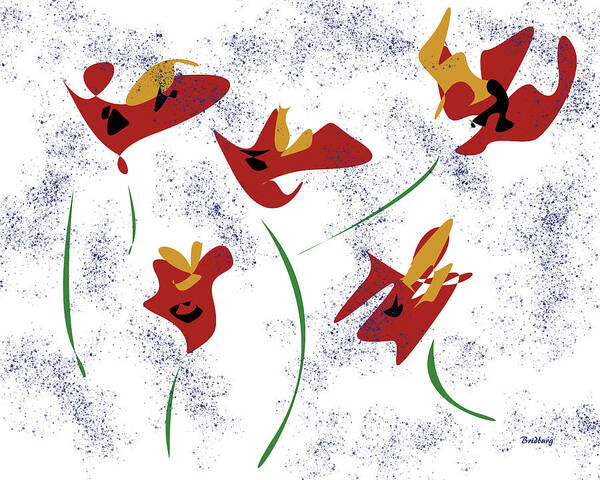 Postmodernism Art Print featuring the digital art Flowers in the Wind by David Bridburg