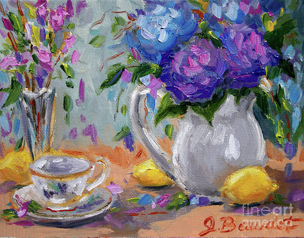  Art Print featuring the painting Flowers Lemons by Jennifer Beaudet