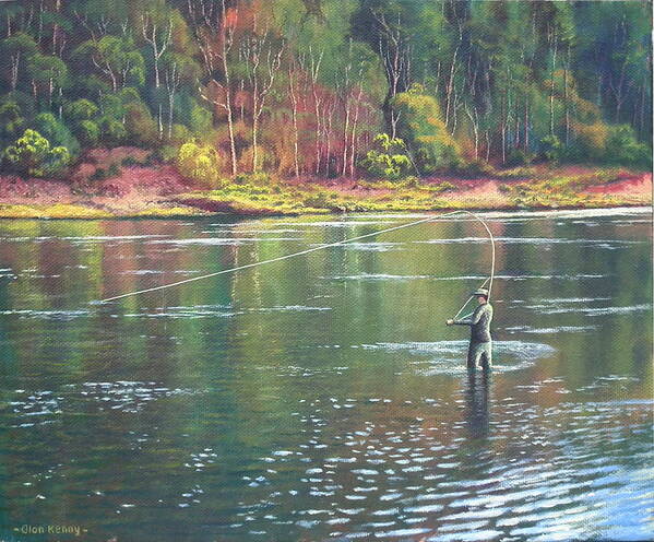 Fly Fishing Art Print featuring the painting Fly fishing by Alan Kenny
