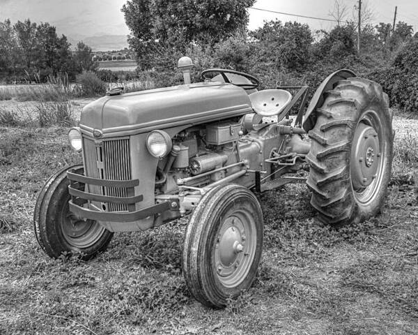 John Deere Art Print featuring the photograph Ford Farm Tractor Black and White by Ken Smith