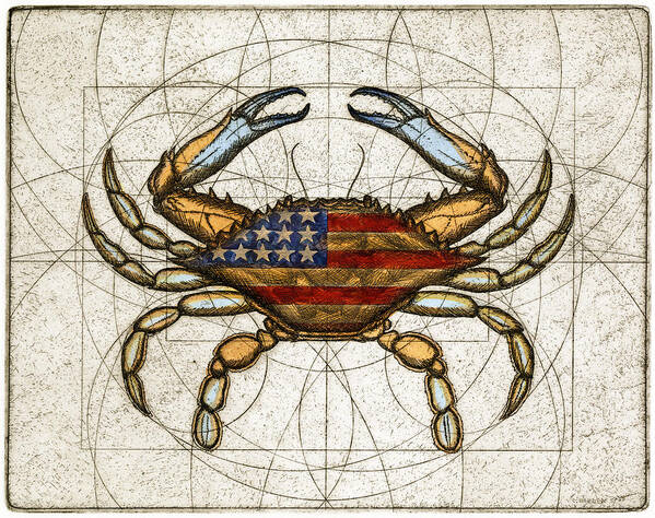 Charles Harden Art Print featuring the painting Fourth of July Crab by Charles Harden