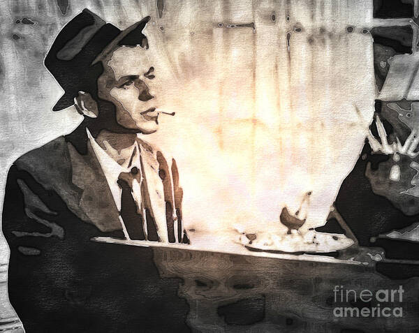 Frank Sinatra Art Print featuring the painting Frank Sinatra - Vintage Painting by Ian Gledhill