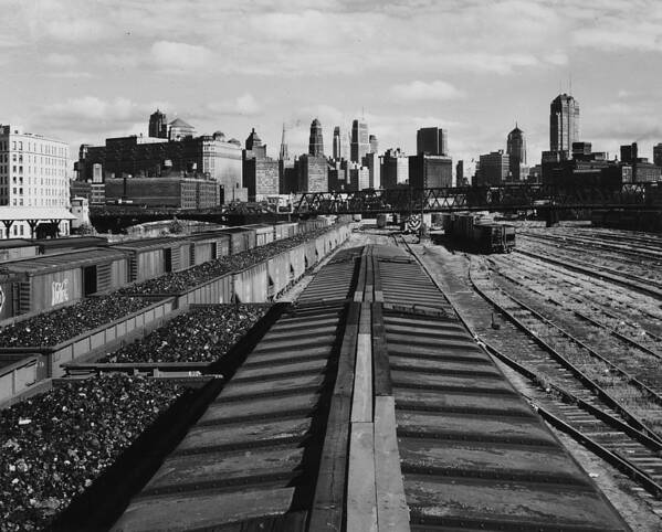 Chicago Art Print featuring the photograph Freight Train Headed Away From Navy Pier by Chicago and North Western Historical Society