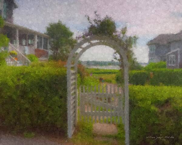 Cape Cod Art Print featuring the painting Garden Gate Falmouth Massachusetts by Bill McEntee
