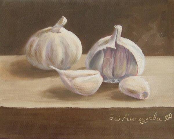 Garlic Art Print featuring the painting Garlic by Eleonora Mingazova