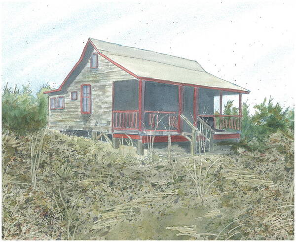 Vacation Cottage Art Print featuring the painting Get Away Cottage by Joel Deutsch
