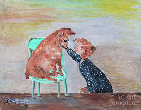 Dog Art Print featuring the painting Girl and Dog by Betty McGregor