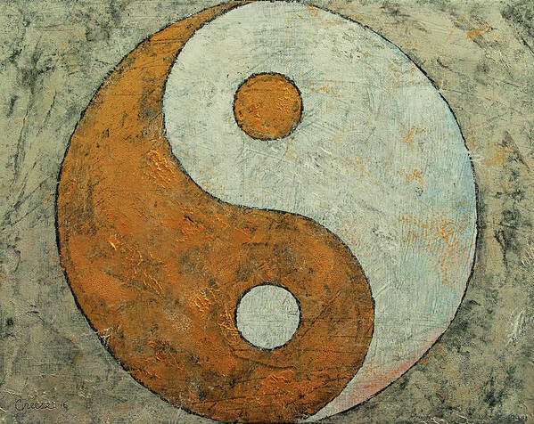 Art Art Print featuring the painting Gold Yin Yang by Michael Creese