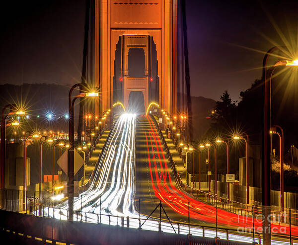 Golden Gate Traffic Art Print featuring the photograph Golden Gate Traffic by Michael Tidwell